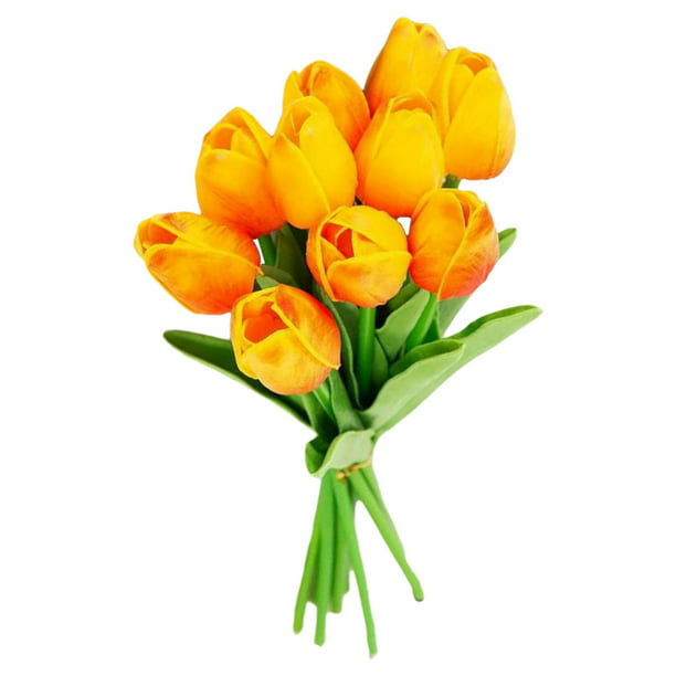  Roossys 31 unids/lote de tulipanes artificiales de colores  surtidos, arreglo de flores artificiales, tulipanes, flores artificiales,  ramo de flores artificiales para decoración del hogar boda (naranja) :  Hogar y Cocina