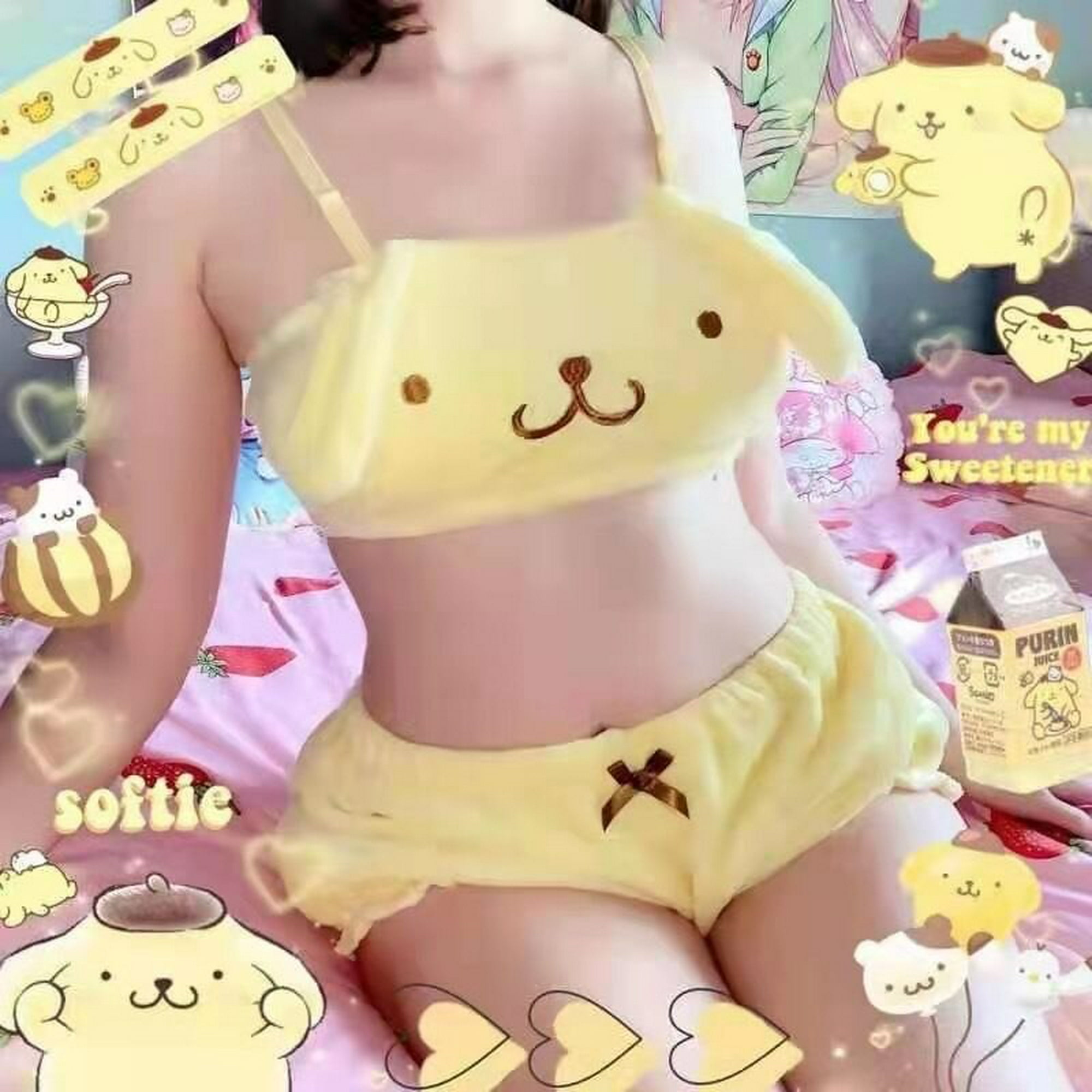 Conjunto de Top y bragas de tubo de terciopelo Kawaii, ropa