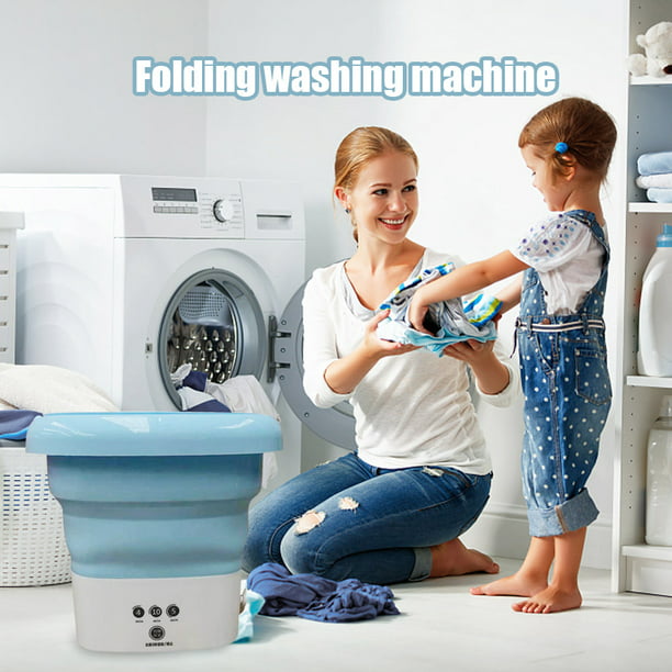 Lavadora Eléctrico Mini lavadora plegable para limpieza de cubos de ropa  interior de calcetines (azul UE) Likrtyny