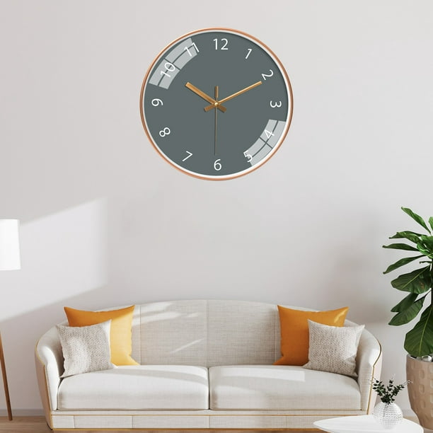 Reloj de pared moderno, negro y gris, grande, decorativo, analógico,  pequeño, decorativo, para dormitorio, cocina, sala de estar, hogar,  decoración
