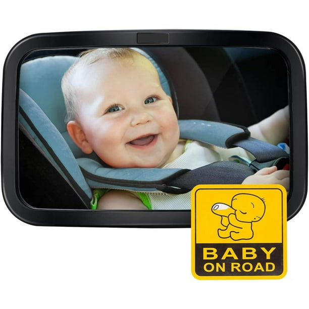  Espejo de coche de bebé para asiento trasero, espejo de asiento  de automóvil de bebé, espejo retrovisor ancho y seguro para ver a bebés,  bebés y niños : Bebés