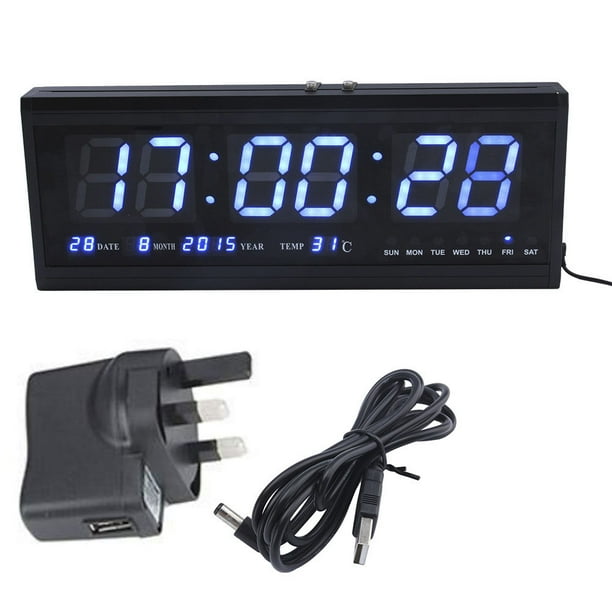 Reloj de Pared Digital Grande LED Tiempo Calendario Temperatura