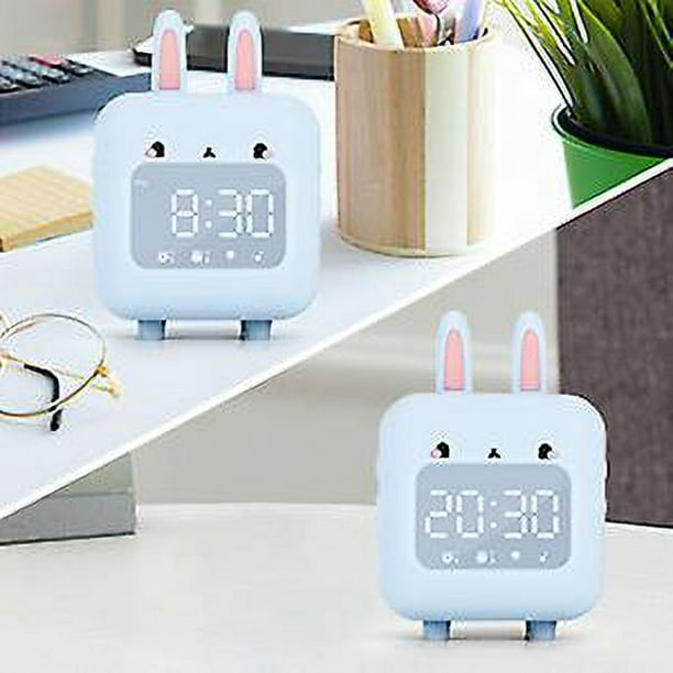 Reloj despertador para niños de 4.3 pulgadas, bonito reloj despertador de  primera infancia, funciona con pilas con luz nocturna (color blanco)