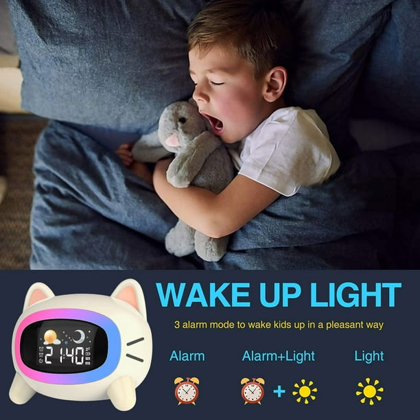 Reloj despertador infantil para decoración de dormitorio, reloj digital Ok  to Wake para niños pequeños con salida del sol y luna, máquina de sonido de