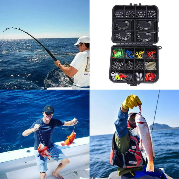 Juego de Aparejos de Accesorios de Pesca de 160/187 Piezas con Anzuelos de  Sharpla Kits de equipo de pesca