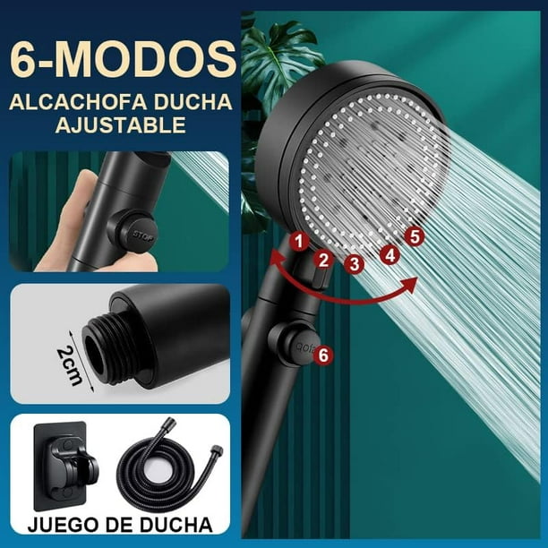 Alcachofa de ducha Alcachofa de ducha cromada de alta presión de 6 vías con  interruptor de encendido/apagado y modo de pulverización Spa - Alcachofa de  ducha de mano con ducha