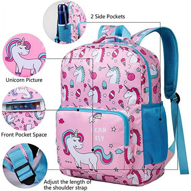Abshoo Lindas mochilas ligeras para niños y niñas, mochila preescolar con  bolsas de almuerzo, Unicornio rosa a, S