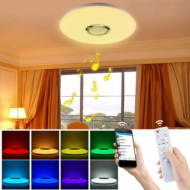 Luces inteligentes para el hogar, luz de techo de montaje empotrado de 10  pulgadas, luz de techo LED de dientes azules con control remoto, cambio de