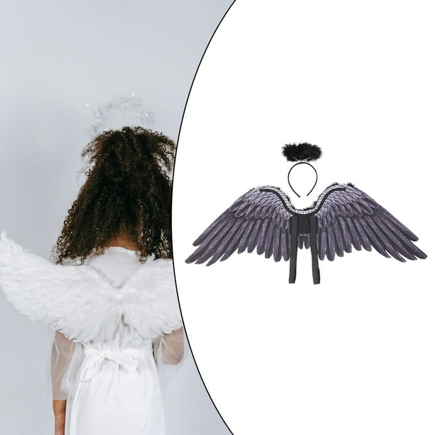 Disfraz de Ala de ángel de Plumas de Halloween en 3D para Carnaval de  Navidad Correas de Hombro Elásticas Realistas Material Premium Fácil de  Usar Jue