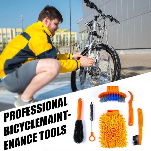 Kit de limpieza de bicicletas que incluye depurador de cadena de bicicleta,  herramienta de cepillo limpiador de bicicletas, agente de limpieza de