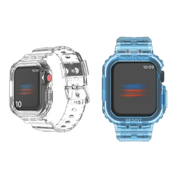 compatible con apple watch band correa transparente para iwatch con carcasa protectora resistente bandas de 4445 mm para apple watch series watch4567 er