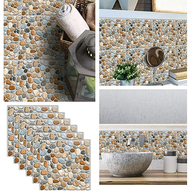 AILEGOU Azulejos de vinilo impermeables para decoración del hogar,  adhesivos autoadhesivos para azulejos en muro para decoración de cocina y  baño, 6 x
