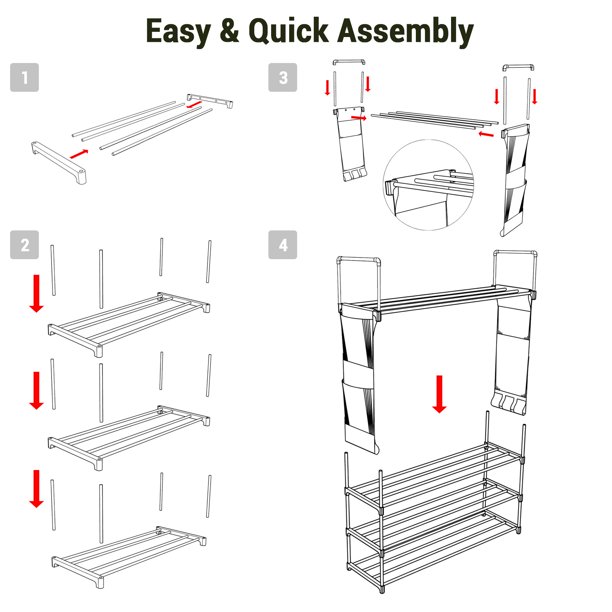 Entryway Stackable Shoe Rack Easy Assemble Shoe Organizer for Dorm