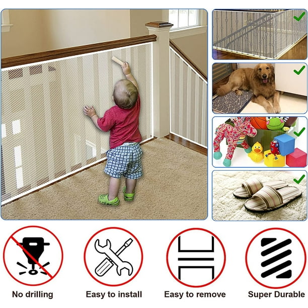 Protector de barandilla para bebé, 10 x 3 pies, red de seguridad para  niños, barandilla de escalera a prueba de malla para niños, juguetes,  mascotas