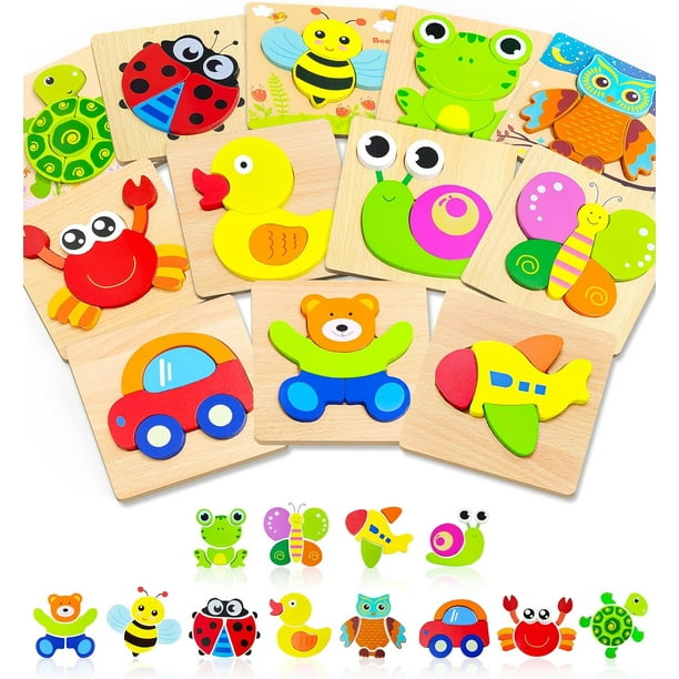 Puzzle Madera, Puzzle Bebe, 4 Pcs Juguetes Montessori Juegos Educativos  niños 1 año 2 3 4 años, Puzzles de Madera de Animales para Niños para Niños  Regalo de Cumpleaños Navidad : : Juguetes y juegos