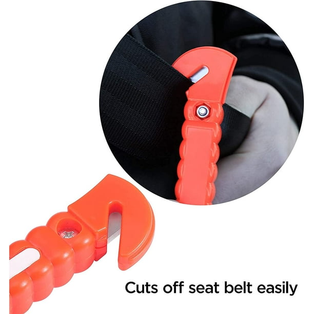  Cortador de cinturón de seguridad para romper ventanas (naranja  brillante) : Automotriz