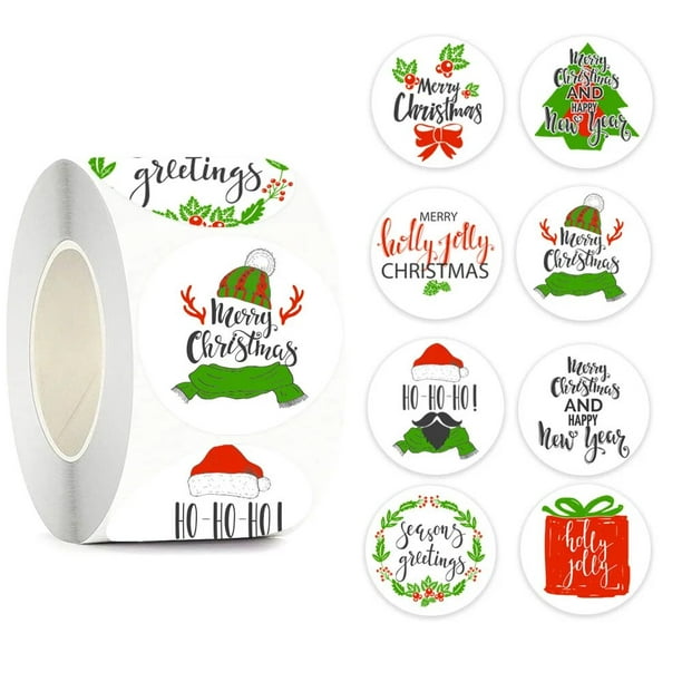 Pegatinas navideñas para sobres de 100 CM, pegatinas redondas de Feliz  Navidad, 4 diseños, 500-2,5 piezas