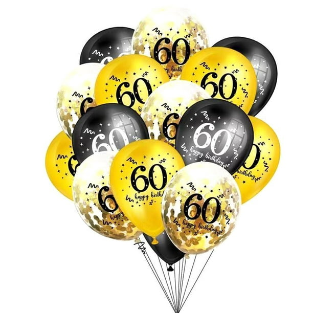 Juego de 15 globos de 50 cumpleaños para hombres o mujeres, juego de globos  de confeti dorados y neg Muyoka