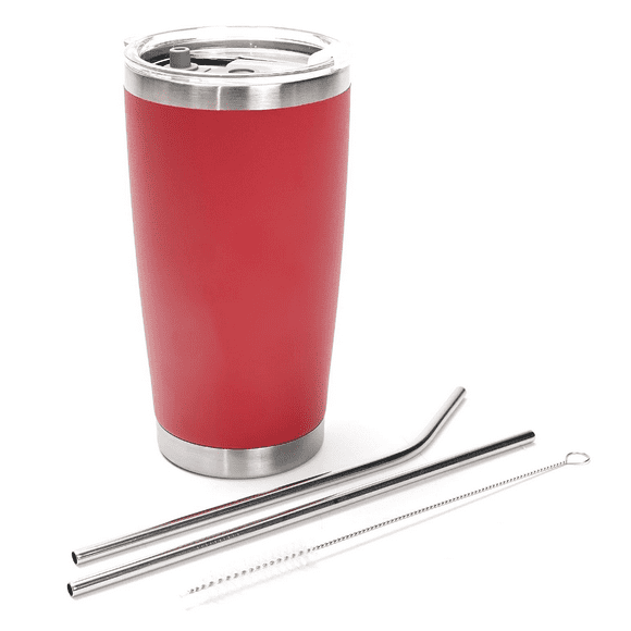 vaso térmico con popote en acero inoxidable vaso para bebidas frías o calientes y tapa con soporte para popote match  enjoy vaso térmico con popote color rojo