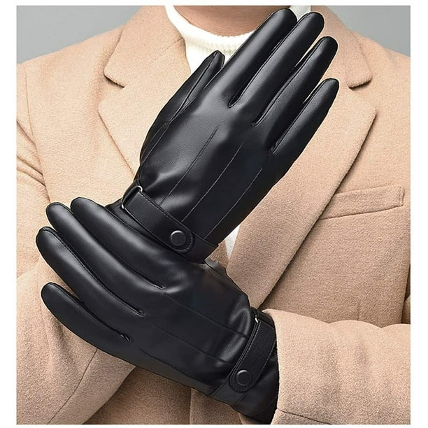 Guantes de invierno para hombre, guantes de forro polar de piel sintética  con pantalla táctil a prueba de viento para hombre (grande) Adepaton Otros  Accesorios Hombre