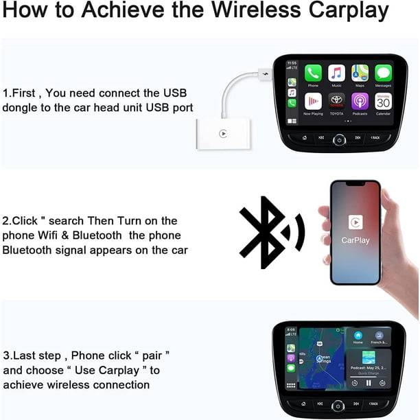 Adaptador Carplay inalámbrico con cable para Iphone, Dongle