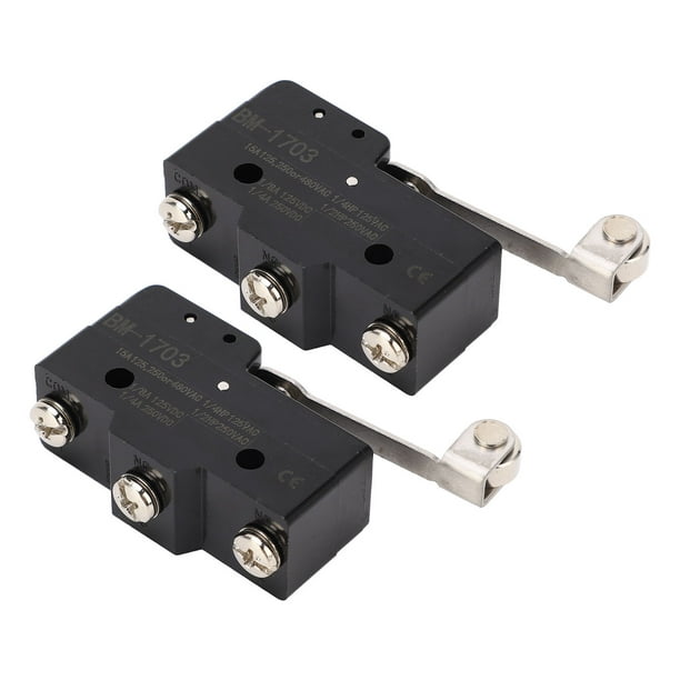 Microinterruptor VAC, 2PCS Micro interruptores de límite Microinterruptor  Microinterruptor con rodillo Parte superior de la línea