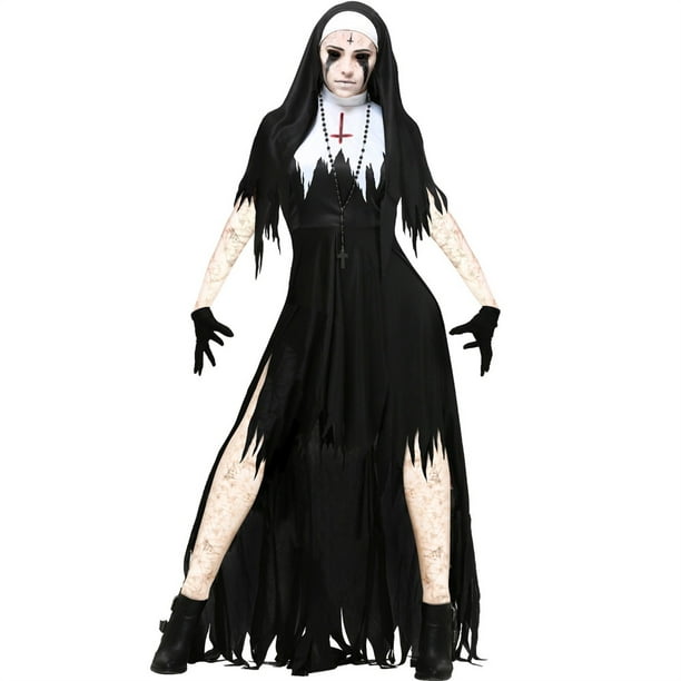 Disfraz de Halloween para adultos, disfraz de vampiro negro, monja,  hermana, fiesta de Terror, mujer, novedad de 2023 (values.mx)
