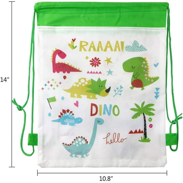 Paquete de 5 bolsos de fiesta con cordón de dinosaurio, bolsa de regalo,  mochila con cordón no tejido, regalos de fiesta de dinosaurio para niños y  niñas JFHHH pequeña