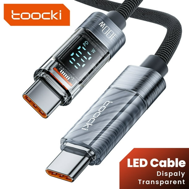Toocki-Cable de carga rápida tipo C a tipo C, cargador de 100W, PD, USB C
