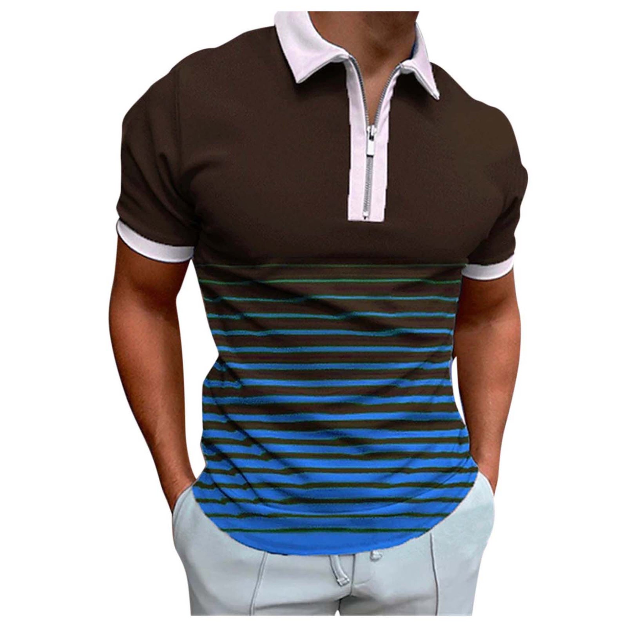  Camisas de manga corta para hombre, diseño de moda, polo de manga  corta y ajuste seco, 3- Blanco : Ropa, Zapatos y Joyería