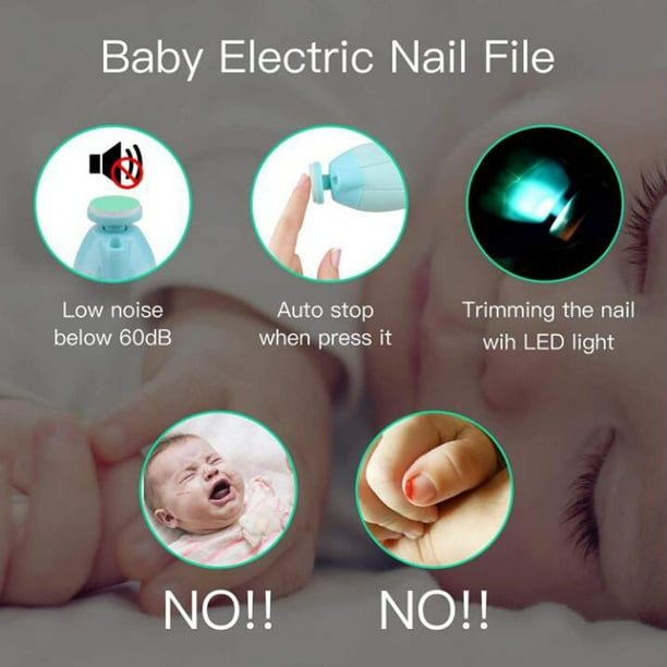  Lima de uñas eléctrica para bebés, kit de lima de uñas para bebé  con cortaúñas, cuidado de uñas de los dedos de los pies, pulido seguro para  bebés, recién nacidos, niños