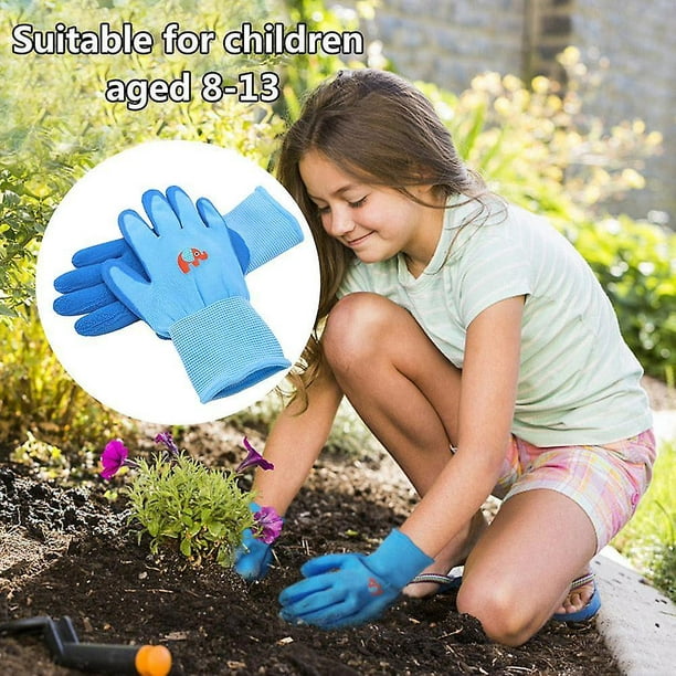 Guantes de jardinería transpirables para niños, duraderos, impermeables,  para niños pequeños, resistentes al aceite, antideslizantes, antipuñaladas,  guantes de protección hechos a mano