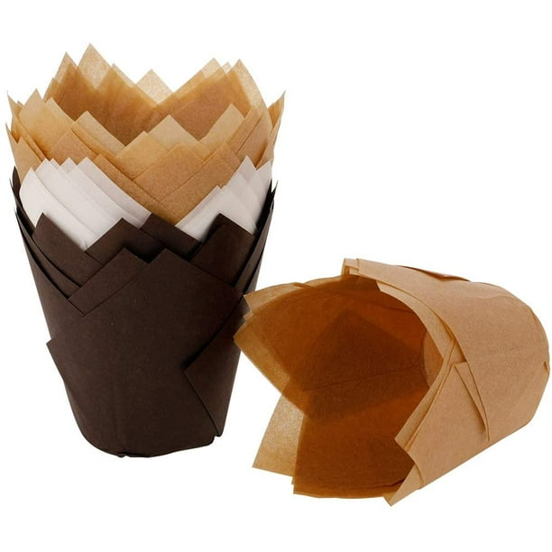 150 piezas Moldes para muffins Molde de tulipán de papel Moldes para  hornear Moldes para cupcakes Molde para muffins Capas intermedias Envoltura