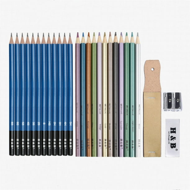 [Envío Rápido] H & B 74 Unids/set Profesional Kit De Dibujo Lápices De  Boceto Arte Pintura Suministros Con Bolsa De Transporte