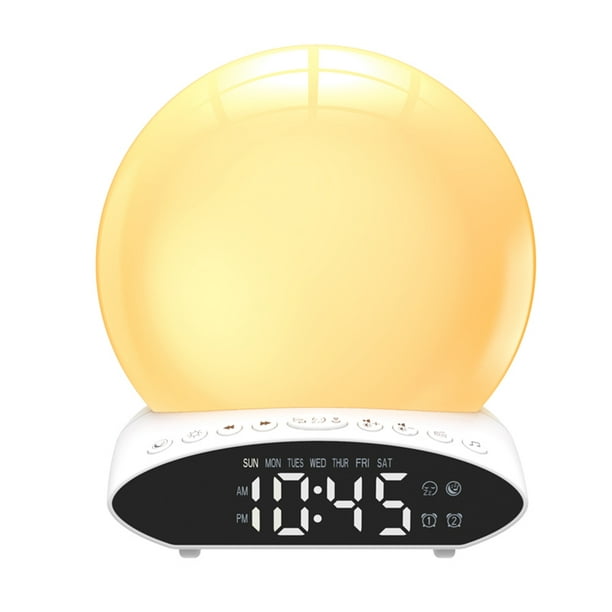 Reloj despertador Sunrise con simulación de amanecer, alarma dual, radio  FM, repetición, 26 sonidos de ruido blanco, luz nocturna de 8 colores