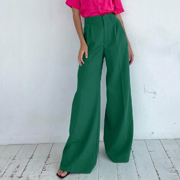 Pantalones de pierna ancha para mujer, pantalones de traje