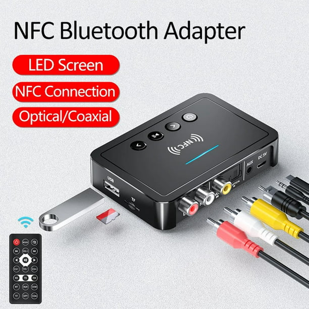Coche Bluetooth 5 Transmisor Receptor Adaptador Bluetooth Audio Transmisor  de música Sin ruido Aux R Vogacara EL009519-00
