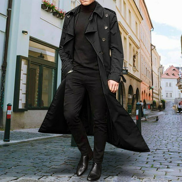 Gabardina con cinturón para hombre, abrigo de moda con doble botonadura, chaqueta larga, solapa con Fernando gabardina hombre | Walmart en línea