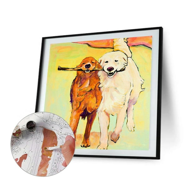 Comprar Cuadros de 40x50cm pintura por números pintados a mano sobre lienzo  pintura al óleo DIY niño pequeño y perro