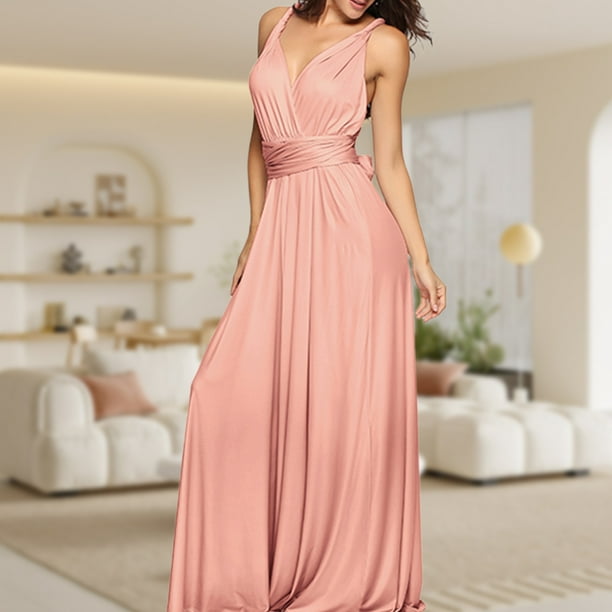 Vestido Vestido elegante para mujer, vestido de fiesta de dama de honor a  la moda sin espalda (rosa XL) Kuymtek Rosa T XL para Mujer