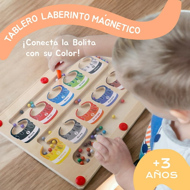Juguetes Montessori para niños de 3 años en adelante, laberinto magnético  de cuentas de color con 2 bandejas, actividades de aprendizaje preescolar