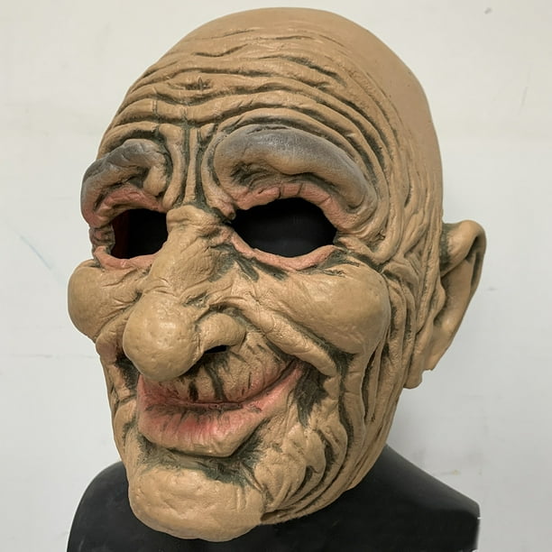 Máscara de Halloween, máscara de anciano, máscara de látex para Halloween,  máscara de látex humano arrugado para la cabeza, disfraz para fiesta