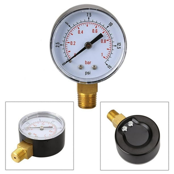 0-15 Psi Manómetro De Manómetro De Agua Agua Aceite De Aire Compresor De  Aire 1.97x2.76x1.09 Pulgadas DYNWAVEMX Manómetro de presión
