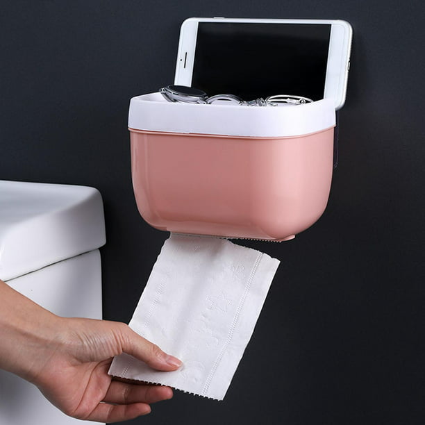  Soporte de papel higiénico impermeable al aire libre para baño,  dispensador de papel de plástico, cubierta completa, autoadhesivo, montado  : Herramientas y Mejoras del Hogar