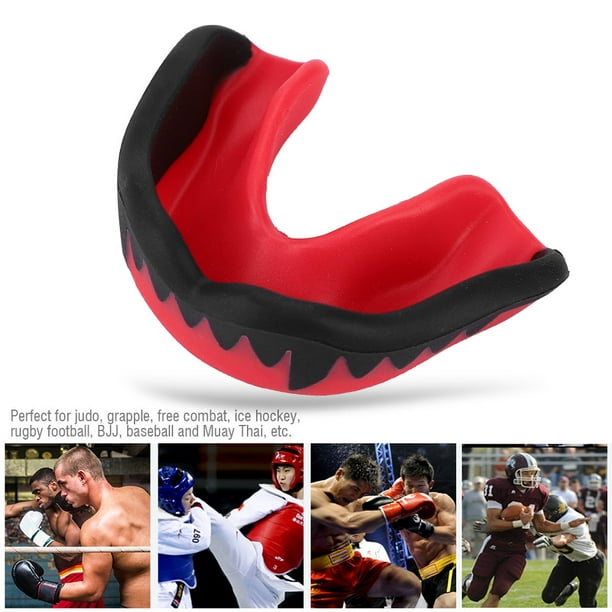 Protector bucal para adultos, protector bucal para boxeo, Taekwondo, MMA,  Protector de dientes, boquilla (negro y rojo)