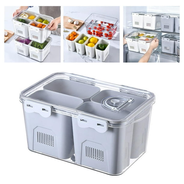 2 piezas refrigerador Caja de almacenamiento , alimento calificación de  plástico Congelador Organizador papelera con Divisor con Sello Tapa , para  carne , vegetales , helado almacenamiento, Mode de Mujer