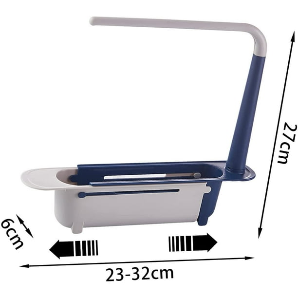 Soporte para esponja para fregadero de cocina, organizador para fregadero,  soporte telescópico para esponja para almacenamiento en fregadero, adecuado  para fregadero de 23-34 cm (azul) JM