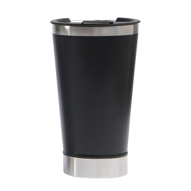  Vaso térmico para cerveza, de acero inoxidable, para té, café,  botella de agua, aislada al vacío, a prueba de fugas, con tapas, vaso  térmico (capacidad: 16.9-20.3 fl oz, color: negro) 