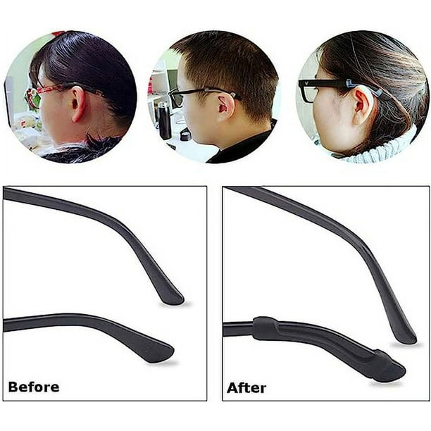 ER 4 pares de soportes para patillas para gafas (negro, transparente, gris,  marrón), silicona suave, antideslizante, elástico, cómodo, soporte para  gafas de sol, gafas de lectura, gafas Rojo Verde