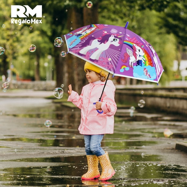 Paraguas Impermeable Para Niña Diseño Unicornio, Incluye Silbato,  Diferentes Colores (Morado) REGALOMEX YC012509